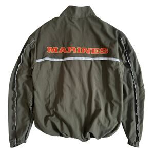 U.S. Marines Running Drawstring Zip Up Windbreaker Jacket Army Green Size S
